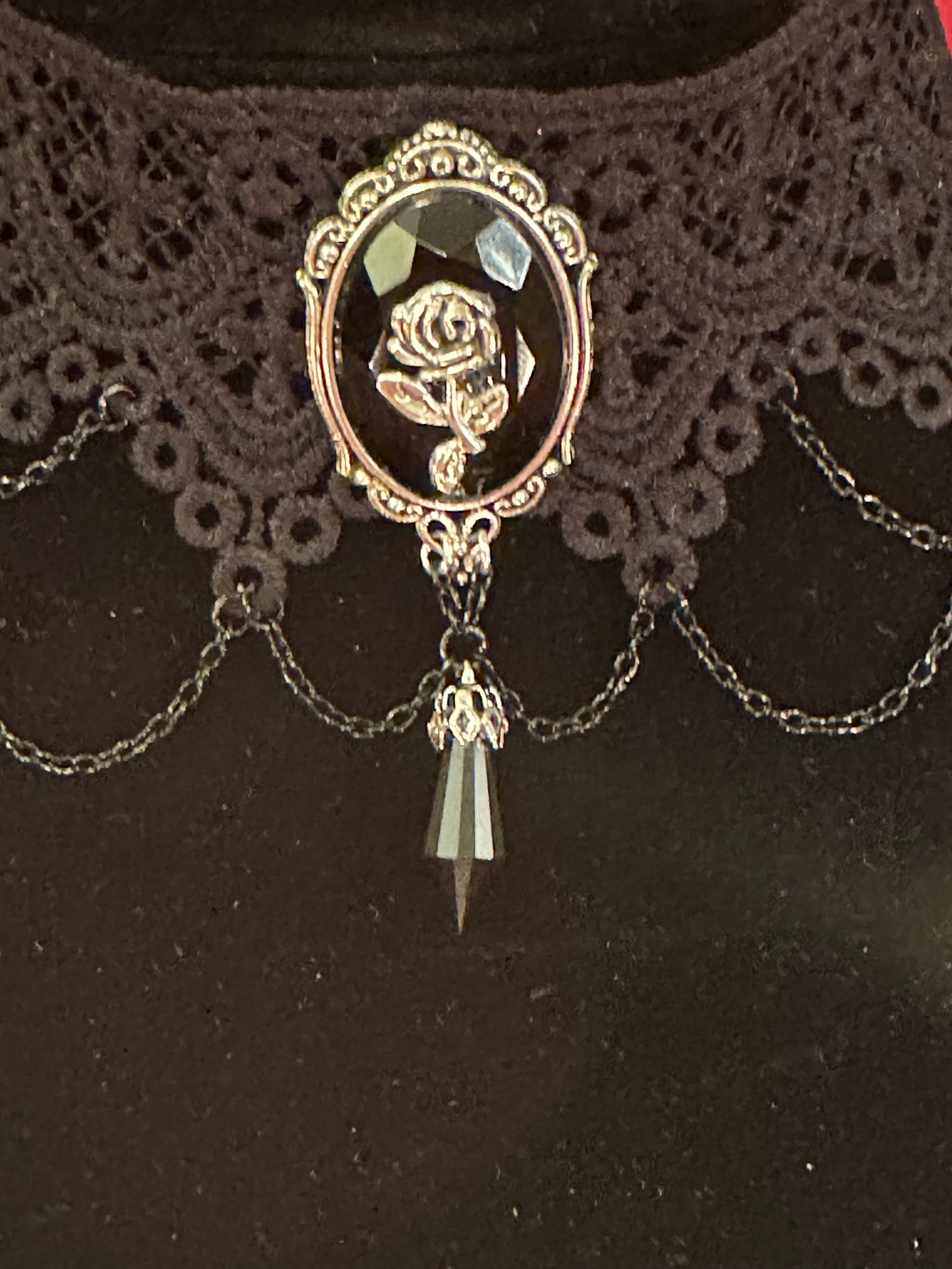 Gothic Victorian Choker - The Rose Of Darkness - Adj. 12-15" - Image 2