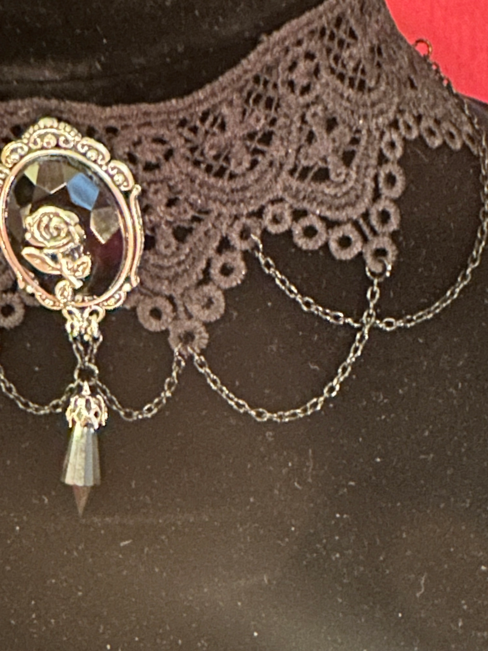 Gothic Victorian Choker - The Rose Of Darkness - Adj. 12-15" - Image 3