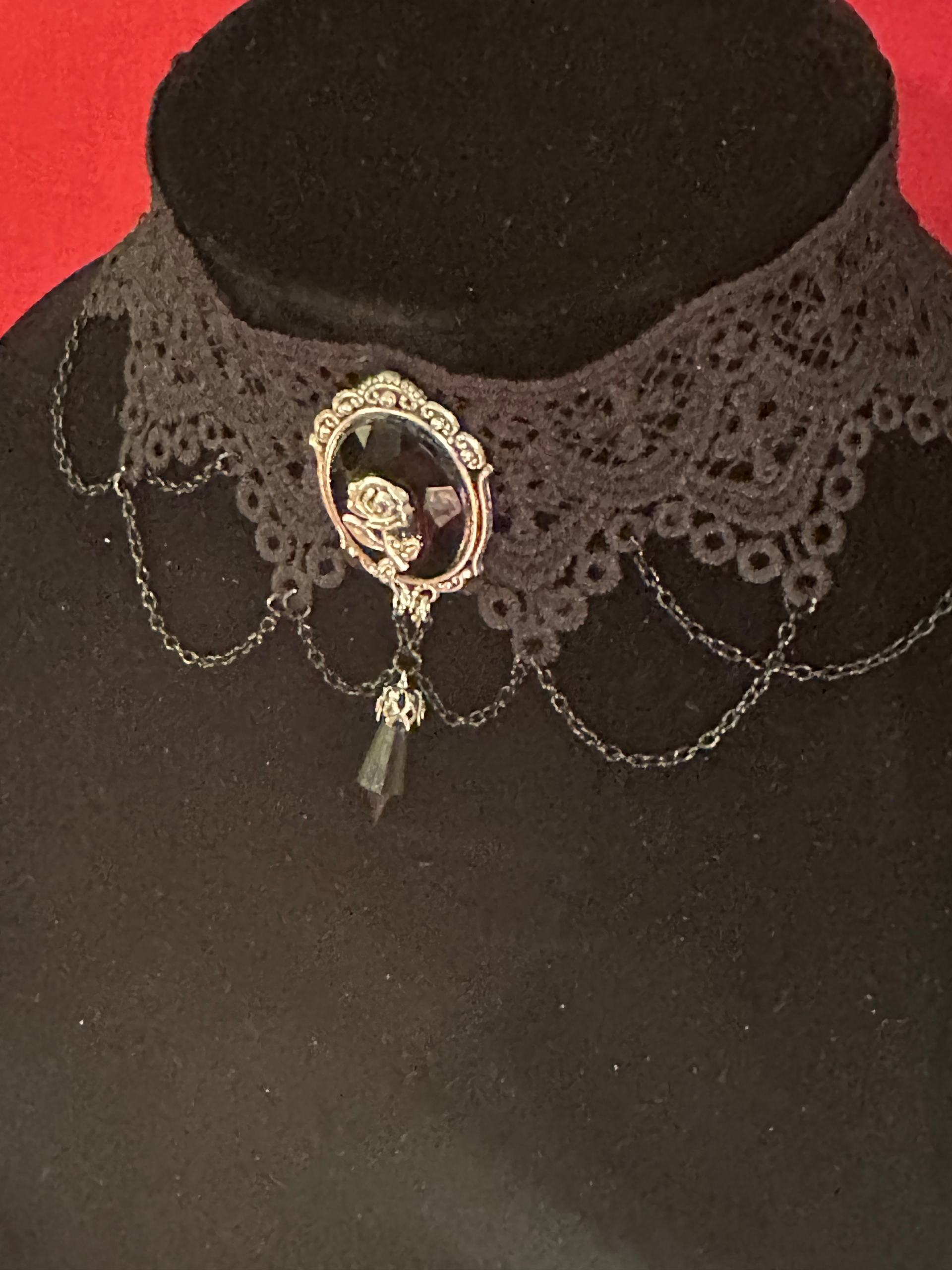 Gothic Victorian Choker - The Rose Of Darkness - Adj. 12-15" - Image 4